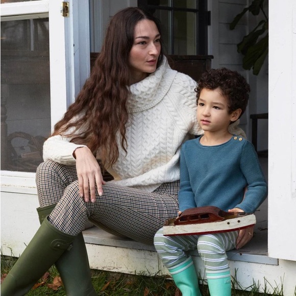 NWT Doen Gillian Fisherman Cable Knit Wool Cotton Roll Turtleneck Sweater Ivory - Picture 5 of 10